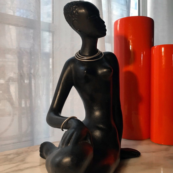 Image 1 of Grande Sculpture Africaniste • Céramique Vintage • Marc Henri • 1950