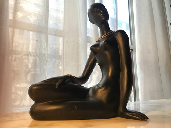 Image 1 of Grande Sculpture Africaniste • Céramique Vintage • Marc Henri • 1950