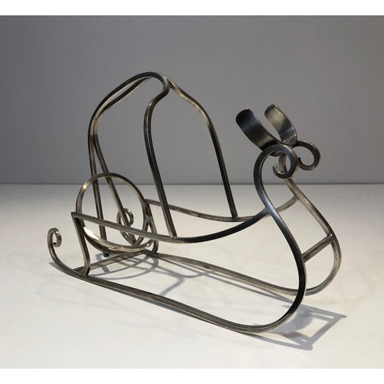 Image 1 of Porte-bouteille vintage en métal argenté, France 1930