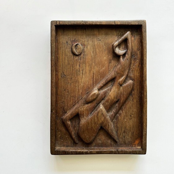 Image 1 of Sculpture murale vintage en chêne massif, Tchécoslovaquie 1950