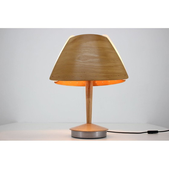 Image 1 of Lampe de table vintage en bois par Lucid, français 1970