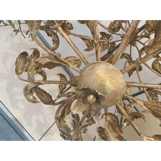 Image 1 of Florentine Art Gold Handmade Painted Metal 10 Light Wrought Iron Chandelier, Made In Italy