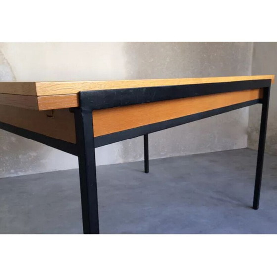 Image 1 of Table de salle à manger vintage en placage d'acajou par Charron, français 1950