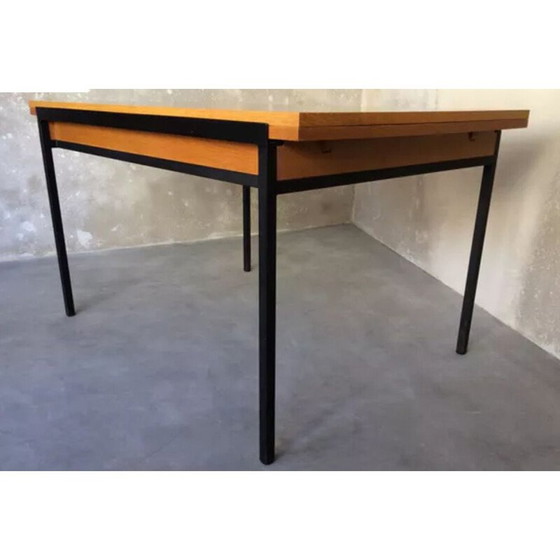 Image 1 of Table de salle à manger vintage en placage d'acajou par Charron, français 1950
