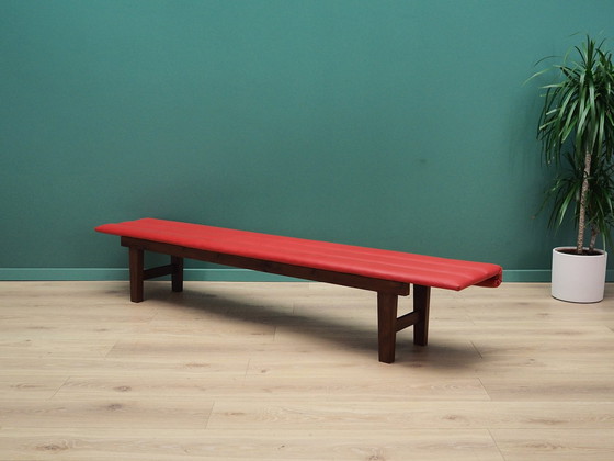 Image 1 of Banc en cuir écologique rouge, design danois, 1990S, production : Danemark