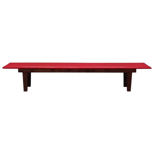 Banc en cuir écologique rouge, design danois, 1990S, production : Danemark