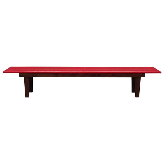 Image 1 of Banc en cuir écologique rouge, design danois, 1990S, production : Danemark