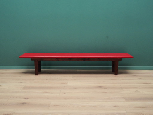 Banc en cuir écologique rouge, design danois, 1990S, production : Danemark