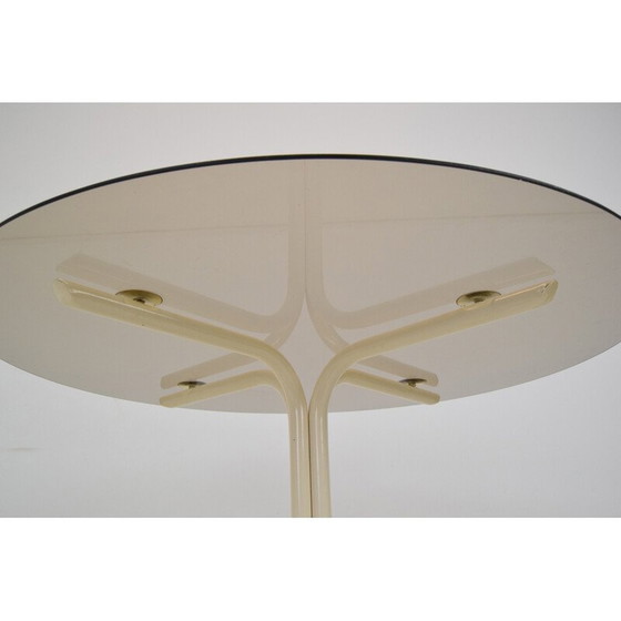 Image 1 of Table de salle à manger ronde vintage en métal et verre, Tchécoslovaquie, années 1970