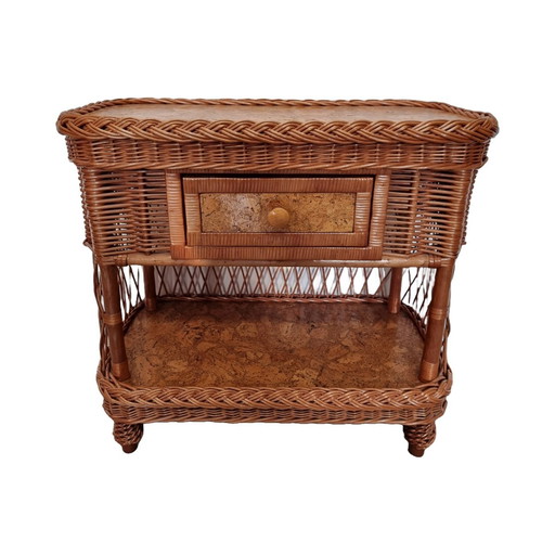 Armoire à tiroirs en rotin vintage, années 1990