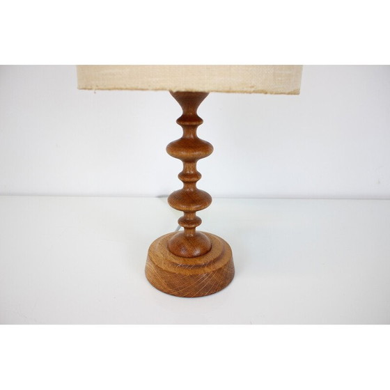 Image 1 of Lampe de table vintage en bois d'érable, papier et jute par Antonín Hepnar, Tchécoslovaquie 1970