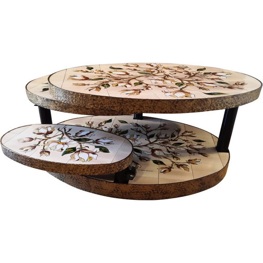 Table basse vintage en acier par Georges Pelletier pour La Roue à Vallauris, 1970
