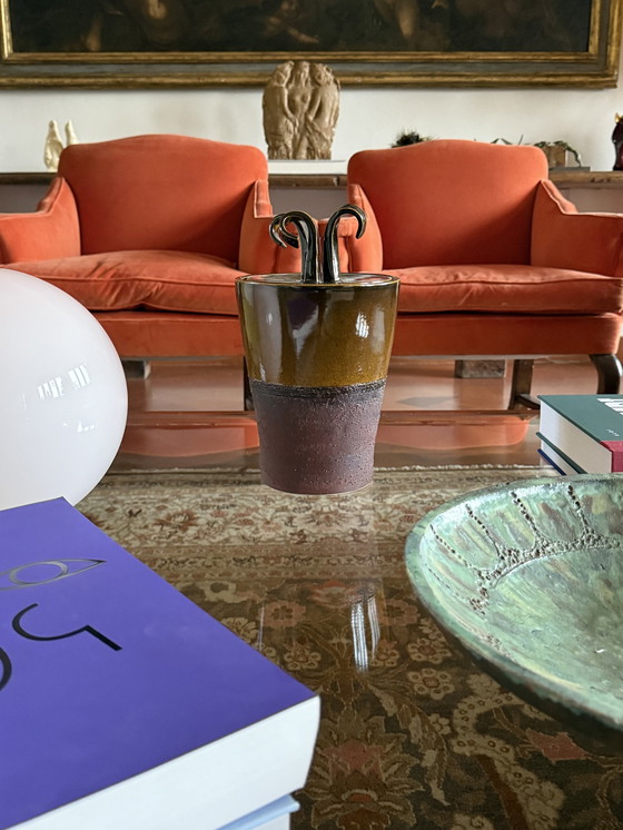 Image 1 of Vase en céramique artistique brune de style Mid Century Modern, Gabriele Bucci Italie vers les années 2000