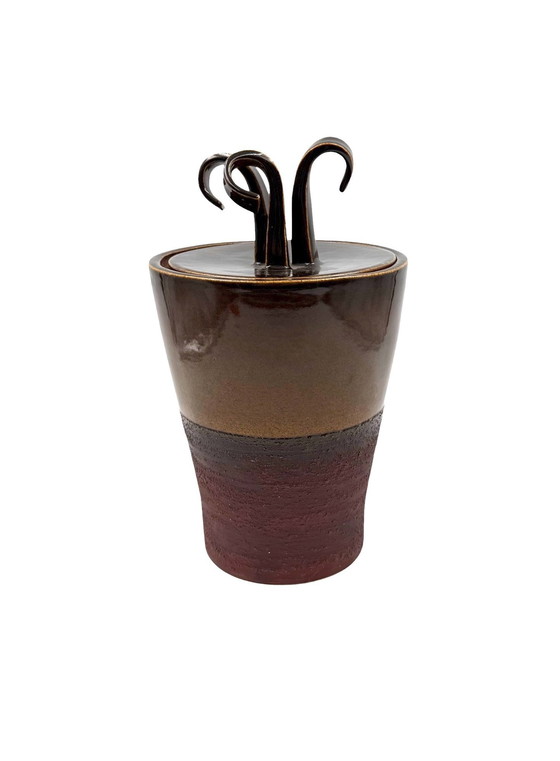 Image 1 of Vase en céramique artistique brune de style Mid Century Modern, Gabriele Bucci Italie vers les années 2000