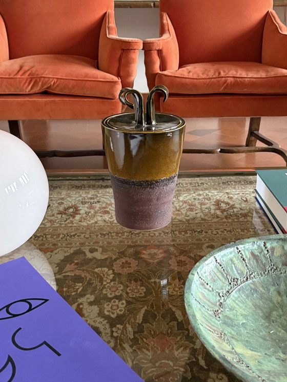 Image 1 of Vase en céramique artistique brune de style Mid Century Modern, Gabriele Bucci Italie vers les années 2000