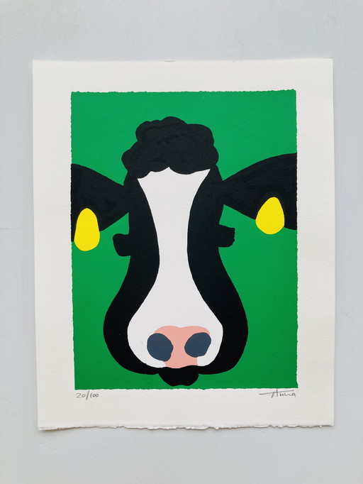 Anna - Sérigraphie Vache - Vert