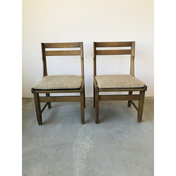 Image 1 of Paire de chaises vintage en chêne massif par Guillerme et Chambron, 1960