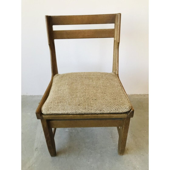 Image 1 of Paire de chaises vintage en chêne massif par Guillerme et Chambron, 1960