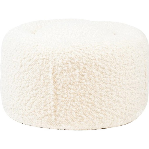Pouf rond vintage en tissu avec nœuds blancs