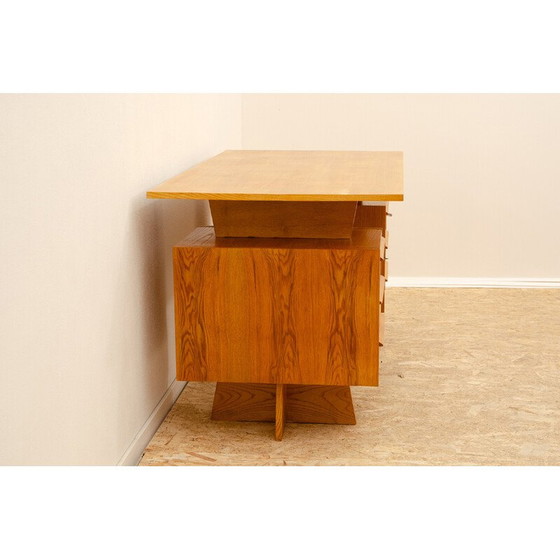Image 1 of Bureau vintage en hêtre et contreplaqué, Tchécoslovaquie 1970