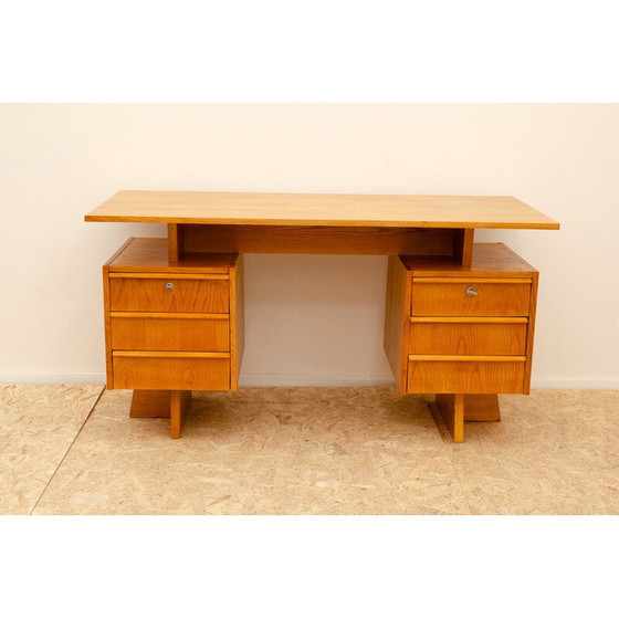 Image 1 of Bureau vintage en hêtre et contreplaqué, Tchécoslovaquie 1970