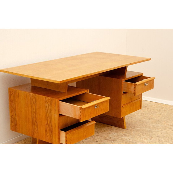Image 1 of Bureau vintage en hêtre et contreplaqué, Tchécoslovaquie 1970