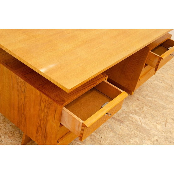 Image 1 of Bureau vintage en hêtre et contreplaqué, Tchécoslovaquie 1970