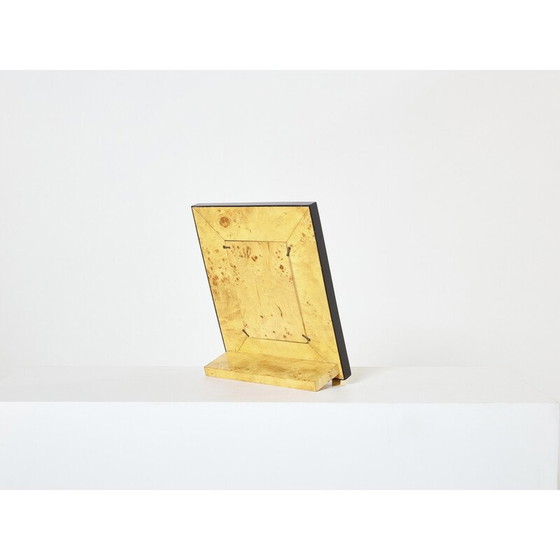 Image 1 of Cadre photo vintage en laiton et marqueterie de corne, Italie 1970