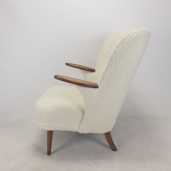 Image 1 of Paire de fauteuils vintage en tissu et bois de chêne par Kronen Aarhus, Danemark 1950