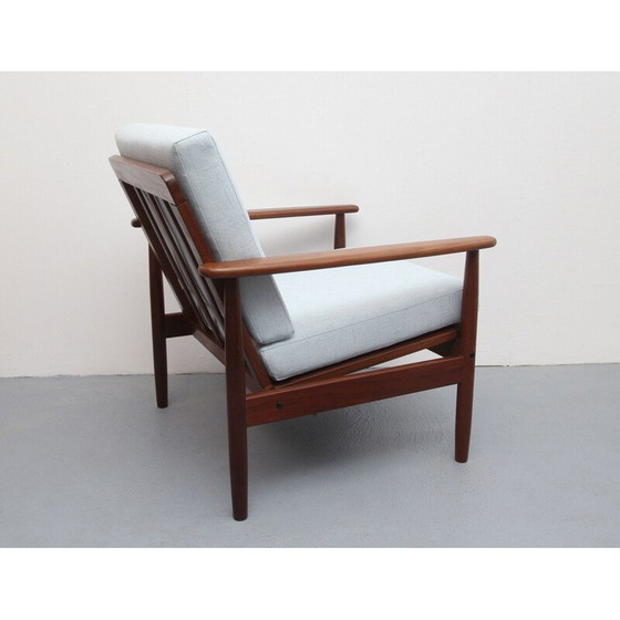 Image 1 of Fauteuil vintage Teck gris-bleu 1960s