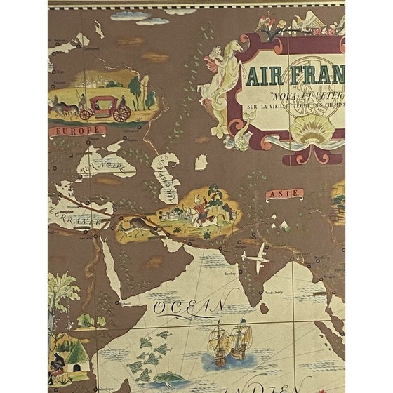 Image 1 of Ancienne carte-affiche d'Air France "Nova et Vetera" par Lucien Boucher, France 1939