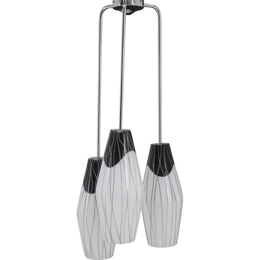 Lampe suspendue vintage en verre, Tchécoslovaquie 1970