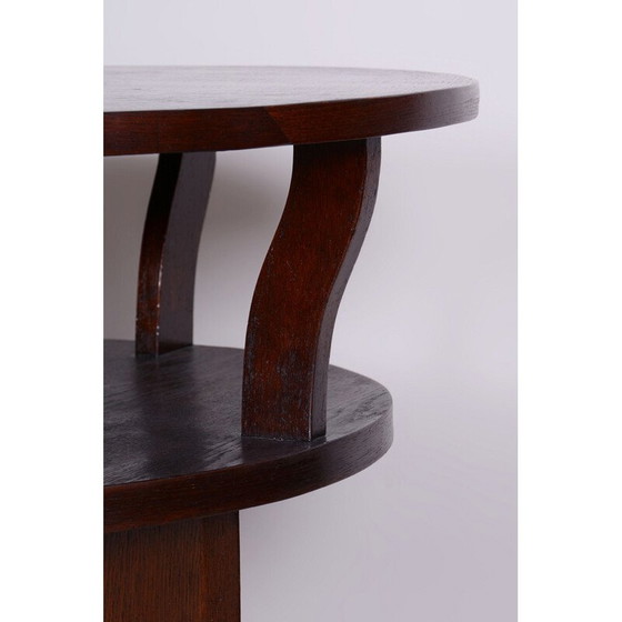 Image 1 of Table ronde Vintage Art Déco en placage de chêne, Tchécoslovaquie 1920