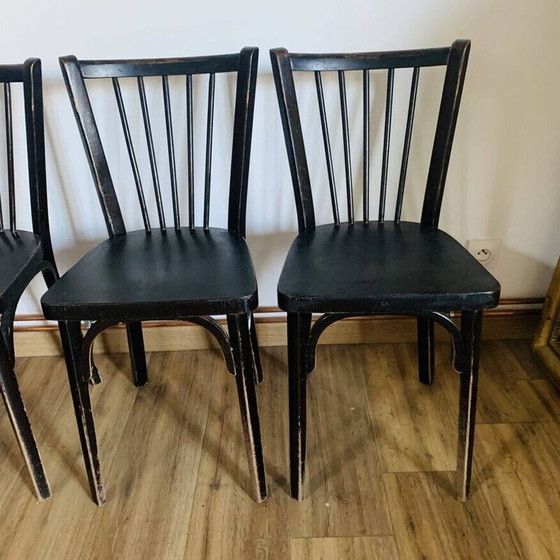Image 1 of Ensemble de 6 chaises noires Baumann N153, 1950-1960