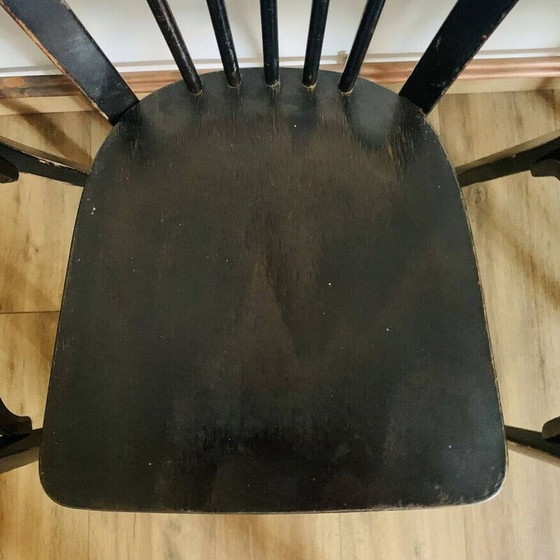 Image 1 of Ensemble de 6 chaises noires Baumann N153, 1950-1960