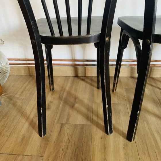 Image 1 of Ensemble de 6 chaises noires Baumann N153, 1950-1960