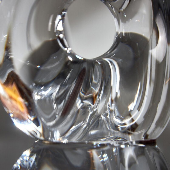 Image 1 of Lampe de table vintage en cristal et soie pour Daum, France 1950