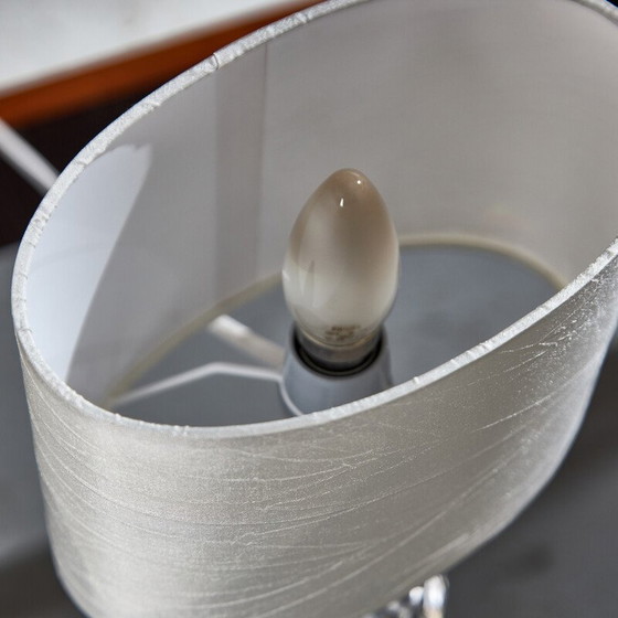 Image 1 of Lampe de table vintage en cristal et soie pour Daum, France 1950