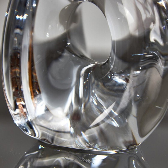 Image 1 of Lampe de table vintage en cristal et soie pour Daum, France 1950