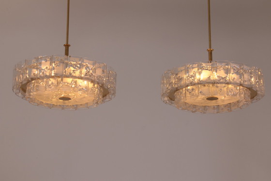 Image 1 of "Paire de lustres Doria Leuchten en laiton et cristal du Mid Century, 1960S"