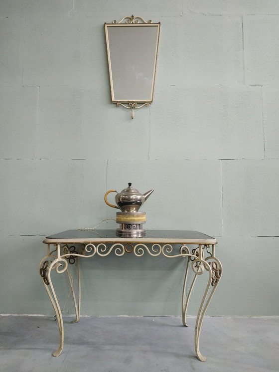 Image 1 of Miroir en métal vintage (style Art nouveau)