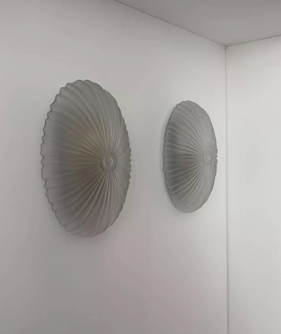 Image 1 of 2X Appliques Vintage Verre Sablé, France 1970