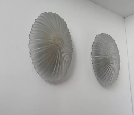 Image 1 of 2X Appliques Vintage Verre Sablé, France 1970