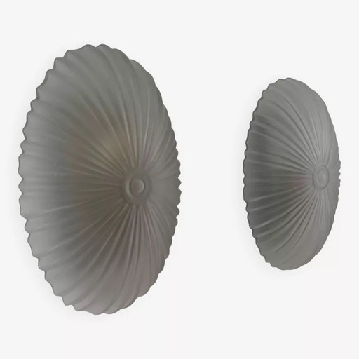 2X Appliques Vintage Verre Sablé, France 1970