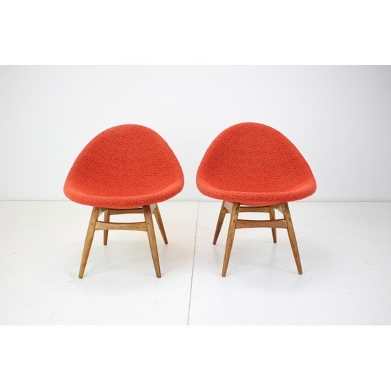 Image 1 of Fauteuil vintage en bois et tissu de Miroslav Navratil, Tchécoslovaquie, années 1960