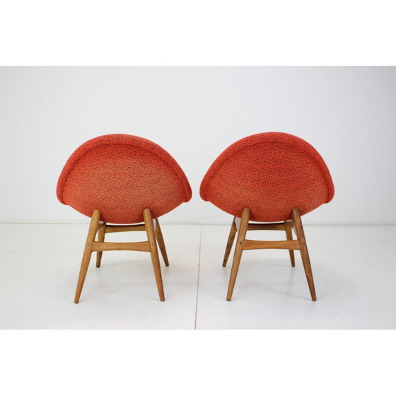 Image 1 of Fauteuil vintage en bois et tissu de Miroslav Navratil, Tchécoslovaquie, années 1960