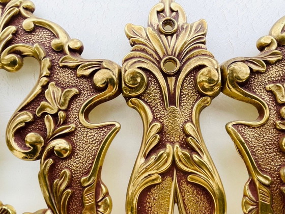 Image 1 of Bronze, Vintage Louis Xv Style, Porte-manteau mural et étagère, 1960S