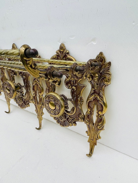 Image 1 of Bronze, Vintage Louis Xv Style, Porte-manteau mural et étagère, 1960S