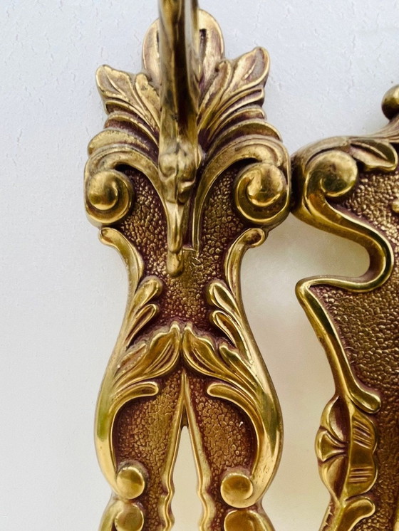 Image 1 of Bronze, Vintage Louis Xv Style, Porte-manteau mural et étagère, 1960S