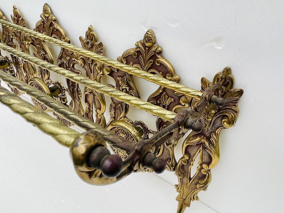 Image 1 of Bronze, Vintage Louis Xv Style, Porte-manteau mural et étagère, 1960S